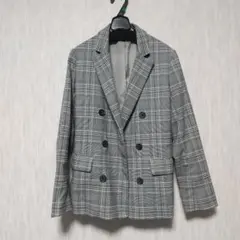 グレー系チェック ダブルブレストジャケット
