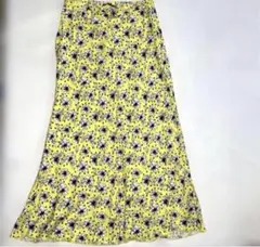 ZARA ロングスカート イエロー系 花柄 S