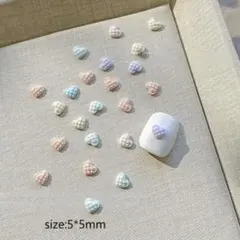 【50個セット】キルティング風 ハート デコパーツ パステル