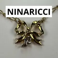 NINA RICCI ニナリッチ リボン ネックレス NRロゴ ゴールド