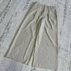 ニューヨーカー　ワイドパンツ　タックパンツ　リネン風　上品　ウエスト後ろゴム　M