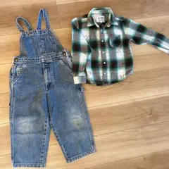 100㎝ポロ　オーバーオール　115㎝アーノルド・パーマー　チェック柄長袖シャツ