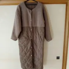 リバーシブル キルティング ボア ロングコート ブラウン