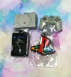 プレステ ミニチュアチャーム 初代 本体 ロゴ メモリーカード 4個セット