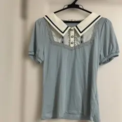 axes femme セーラーカラー 半袖ブラウス ブルーのサムネイル