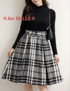 【An MILLE 】アンミール　ドッキングワンピース 膝丈ベルト付き