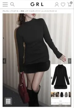 タートルネックファーニットミニワンピース[tu1465]