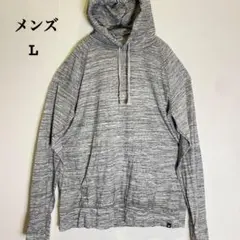 メンズ グレー フード付きパーカー L 薄手　グレー系