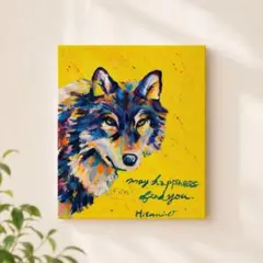 カラフルな虎の原画 F4号キャンバス 手描き 現代アート 絵画 トラ 動物