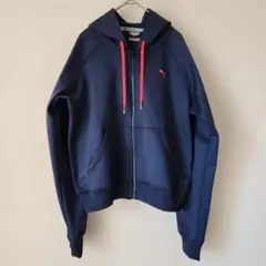 PUMA　プーマ　フリース　フルジップ　スウェット　L　ネイビー　パーカー　長袖