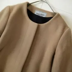 ドゥーズィエムクラス ヘーゼルナッツ ベージュ ノーカラー 比翼 コート