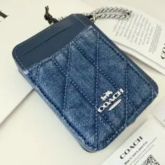 COACH コーチ　コインケース　小銭入れ財布　パスケース　キルティング　デニム