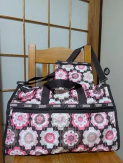 Lesportsac 花柄 ボストンバッグ 大容量✻ポーチ付