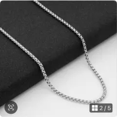 男女兼用 ボックスチェーン ステンレス ネックレス シルバー 幅3mm 45cm