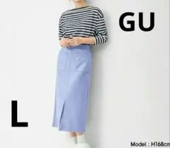 GU　スウェードタッチナローミディスカート　L　ブルーのサムネイル