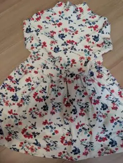 秋冬用♡プチバトー♡花柄長袖ワンピース 116cm