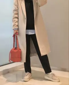 レザータッチドローストリングバッグ　オレンジ　ユニクロ