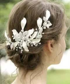 ウェディング ヘッドドレス 花モチーフ