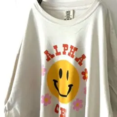 コンフォートカラーズ ALPHA CHI スマイル Tシャツ2XL クリーム古着