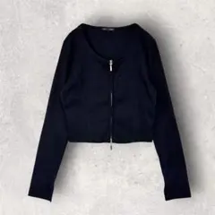 GU/ジーユー　リブダブルジップカーディガンQ　トップス　羽織り　長袖　M