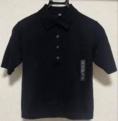 【新品】UNIQLO ユニクロ・黒 ポロセーター半袖★サイズ:Ｍ