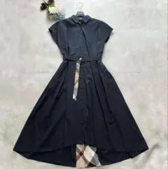 ブルーレーベルクレストブリッジ シャツワンピース ベルト 36 S 黒