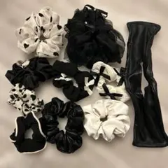 シュシュセット 10個 白黒デザイン