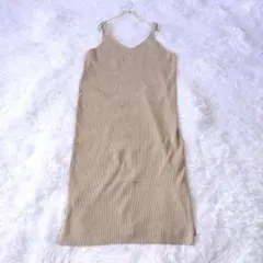 FLOWRYS FARMノースリーブリブニットロングワンピース F グレージュ