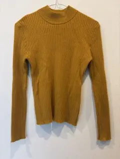 Emsexcite マスタードリブ編み長袖セーター