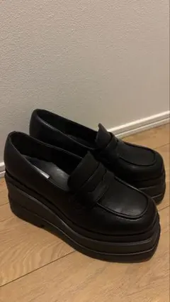 R&E 厚底 ローファー ブラック L