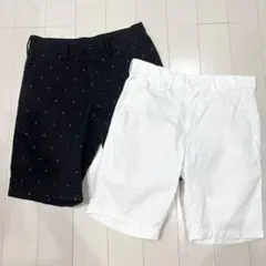 メンズ ショートパンツ 2枚セット ブラック柄物 ホワイト無地　ユニクロ　GUのサムネイル