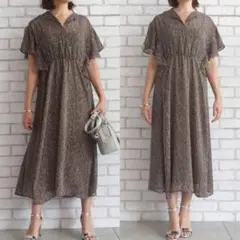 格安 試着のみ スタイルデリ ラベンダー柄シフォンワンピースのサムネイル