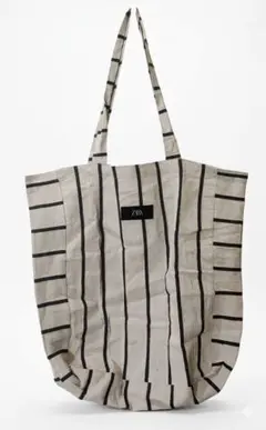 ZARA 折りたたみエコバッグ ストライプのサムネイル