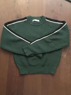 【美品】ZARA グリーン リブ編み 長袖ニット