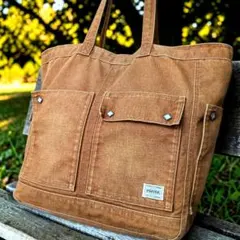 希少カラー 美品☆ポーター ワークデザイン キャンバストート キャメル 大容量のサムネイル