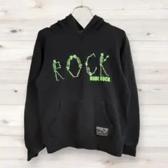 O0847【RUDE ROCK】パーカー(160)トレーナー 黒 ドクロ スカル