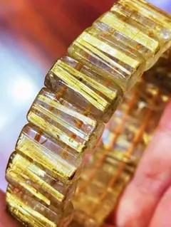 ⭐︎【天然】ゴールドタイチンルチル クォーツ ブレスレット バングル