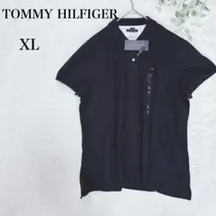 タグ付き　トミーフィルガー　半袖ポロシャツ　黒　シンプルロゴ　XL