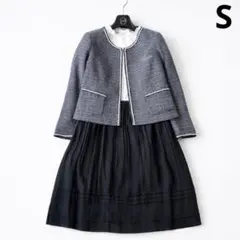 シューラルー フォーマル ツイード ジャケット プリーツスカート ブラック