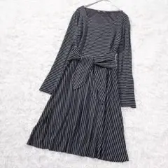 【ローズティアラ】✨切替ボーダーワンピース 38 M 定価1.8万円　黒×グレーのサムネイル