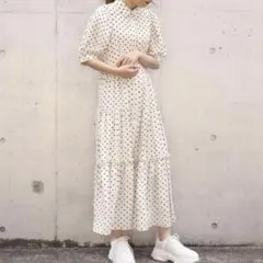 24時間以内発送　ナイスクラップ niceclaup ドット柄 ロングワンピース