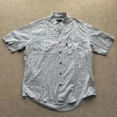 SIMPLE LIFE バンドカラー半袖シャツ ストライプ M メンズ 美品
