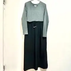 ⭐️値下げしました❗️⭐️グレー・ブラック ロングワンピース　サイドポケット