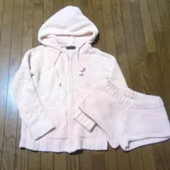 ラグナムーン　フリース フード付き ピンク ルームウェアセット