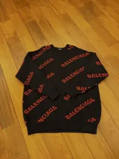 エ*ジ様 【超お勧め！】BALENCIAGA ロゴセーター ネイビー/レッド