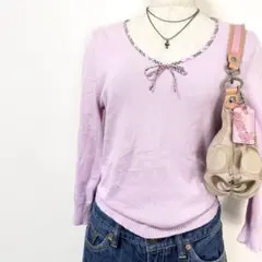 y2k❤️ BURBERRY BLUE LABEL チェック柄 パイピング ニット