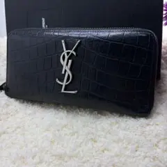 mizu様専用 サンローランパリ ラージ フラップ レザー カーキ長財布