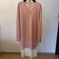 【GU】春色ニットワンピース・ピンク・ＸＬ