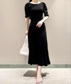 SNIDEL スナイデル カットワンピース ブラック　ロング　黒　バックリボン