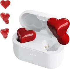 ワイヤレスイヤホン ハート型 Type-C IPX7防水 自動ペアリング レッド
